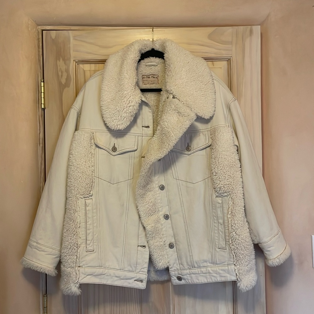 *WORN ONCE* Free People Holly Cozy Jacket, comfy and oversized, ecru, size S 🤍